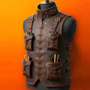 Medieval Viking Leather Gambeson Ren Faire Leather Vest with Buckle Straps Renaissance Vest for Fantasy Cosplay Costume Medieval Jerkin