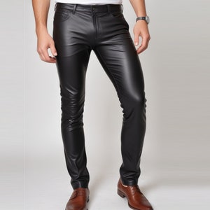 Pantalon fait main Pantalon homme en cuir véritable, Pantalon motard en cuir de mouton, Pantalon en cuir fait main, cadeau pour lui.