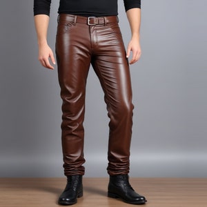 Pantalon fait main Pantalon homme en cuir véritable, Pantalon motard en cuir de mouton, Pantalon en cuir fait main, cadeau pour lui.