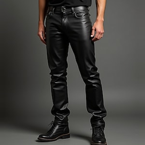 Handmade Pants Genuine Leather Men Pants,Sheep Leather Biker Pants,handmade Leather Pants,Black leather pants,gift For Him.