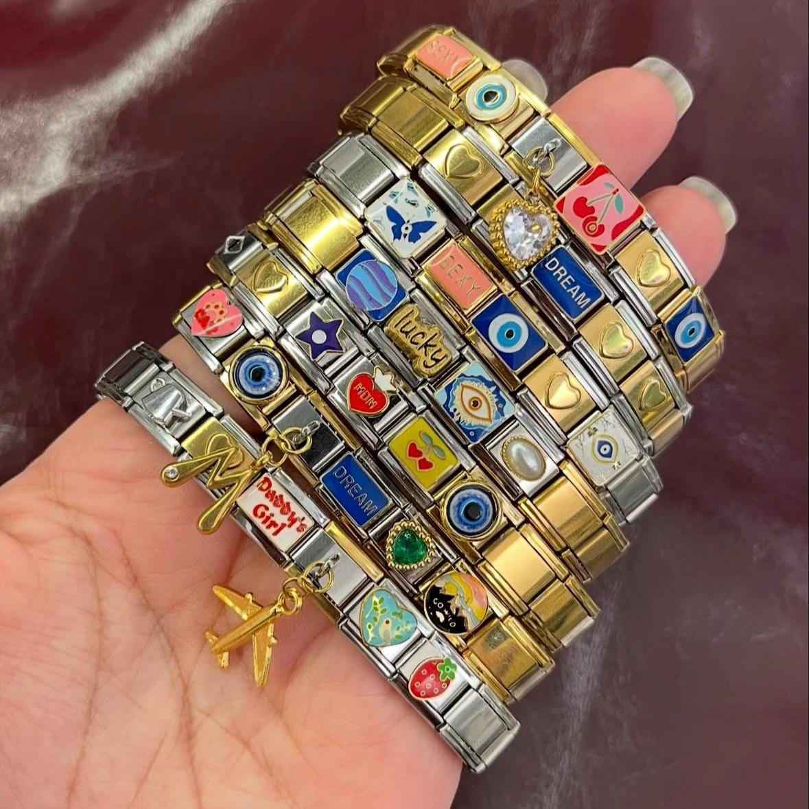 Fablinks Italian Charm Bracelet 316 Stainless Steel Nomination Bracelets for Women Starter Modular D Linq Jewelry Charms for Men (WWJD) Fablinks Italian Charm Bracelet Watch, 316 Stainless Steel Dlinq