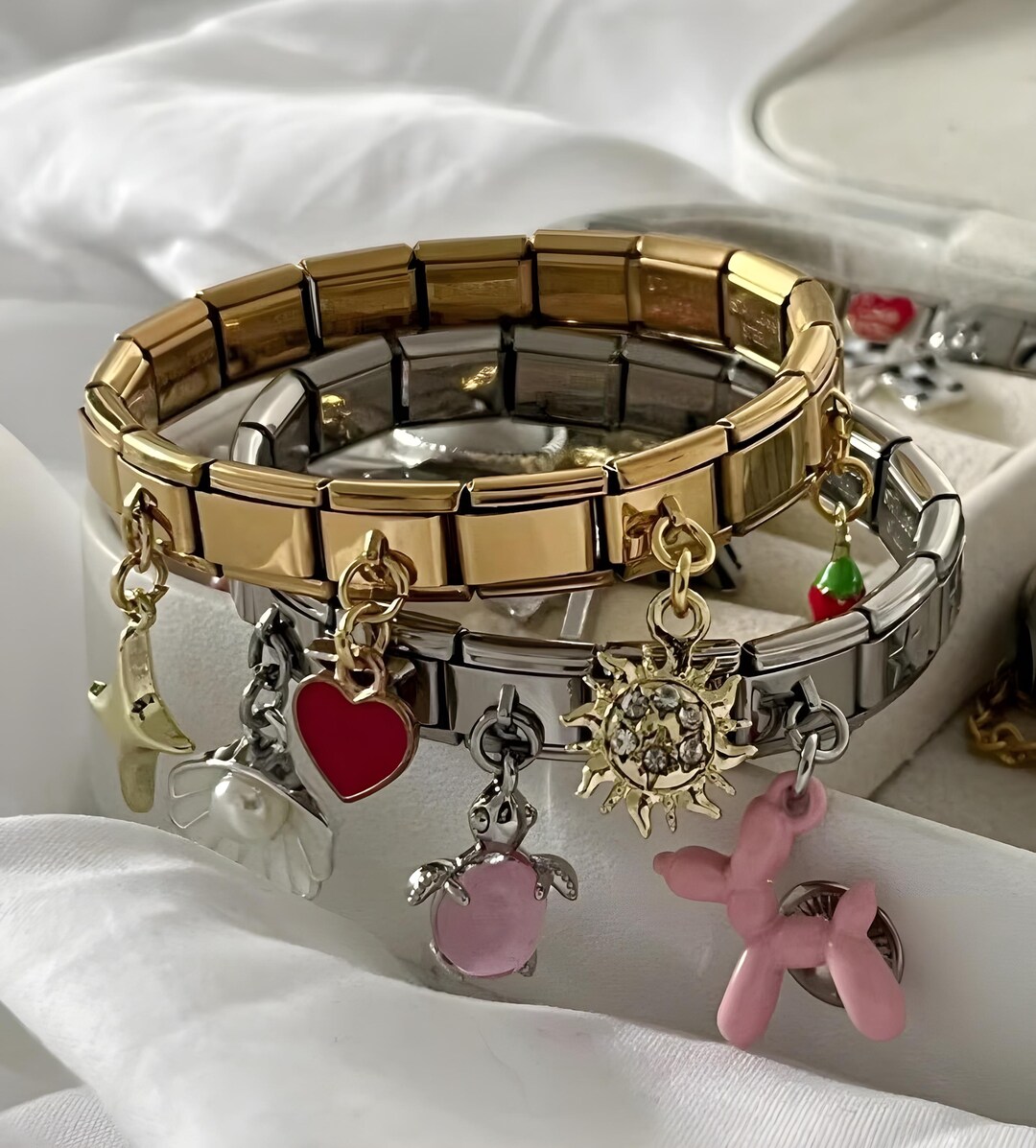 Papasgix Italian Charm Bracelet Set - DIY Titanium Bracelet With Charms & Tools