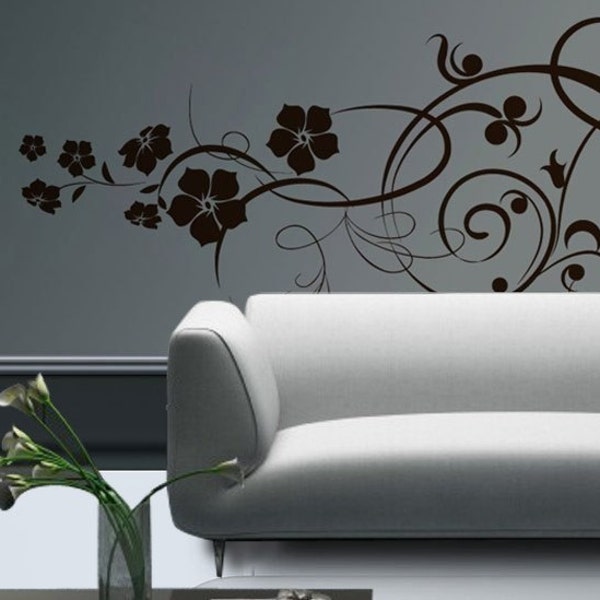 Retro bloom flower flower - 50inch - Wall Art Home Decor Murals Vinyl Decals Stickers on etsy