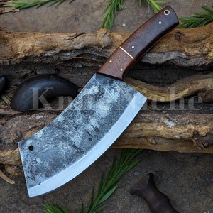 Cleaver Knife Custom Handmade Kitchen Knife, Curve Blade Cleaver Full Tang Chopper Steel Thanksgiving Gifts Christmas Gifts