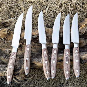 Steak knives Custom Handmade Stainless Steel Steak Knives Sharpe Edge Blade Smooth Cutting Bbq Steak Knives Thanksgiving Christmas Gifts