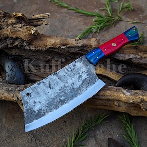 Hand-Forged Cleaver Knife 7″ Cleaver Knife Full Tang Thick Blade Meat Veggies Cleaver Personalized Gifts Thanksgiving Gifts Christmas Gifts