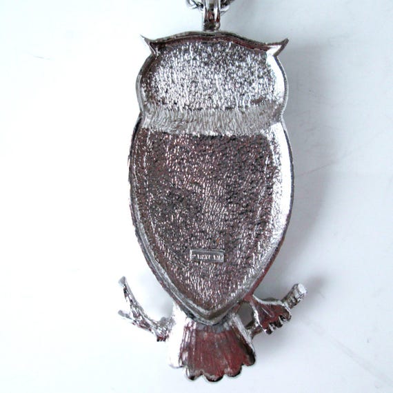 Vintage Silver Owl Necklace: Geometric Design by Parklane View 4