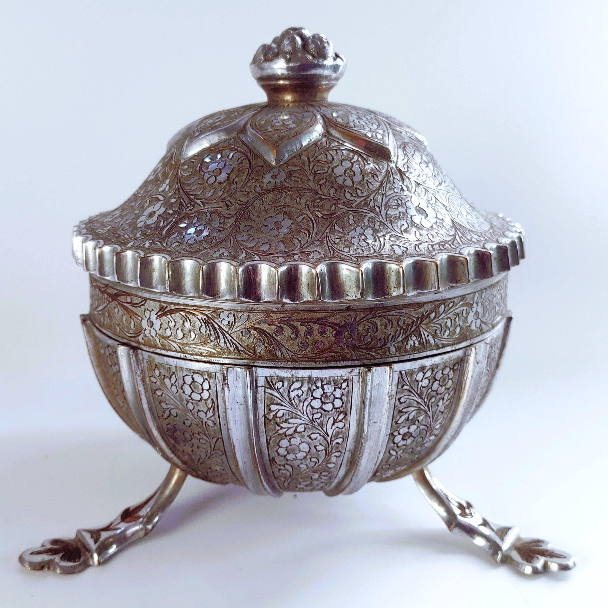 Vintage Fred Zimbalist Hand-etched Silver Plated Music Box