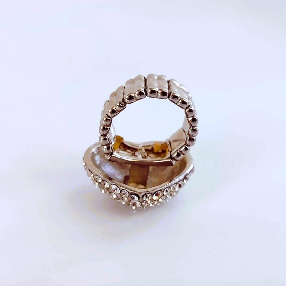 Chunky Rhinestone Silver Heart Statement Adjustab… - image 4