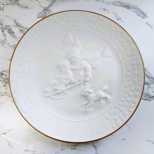 Avon Collector Porzellan Zierteller, 24K Goldrand, Weihnachten 1985