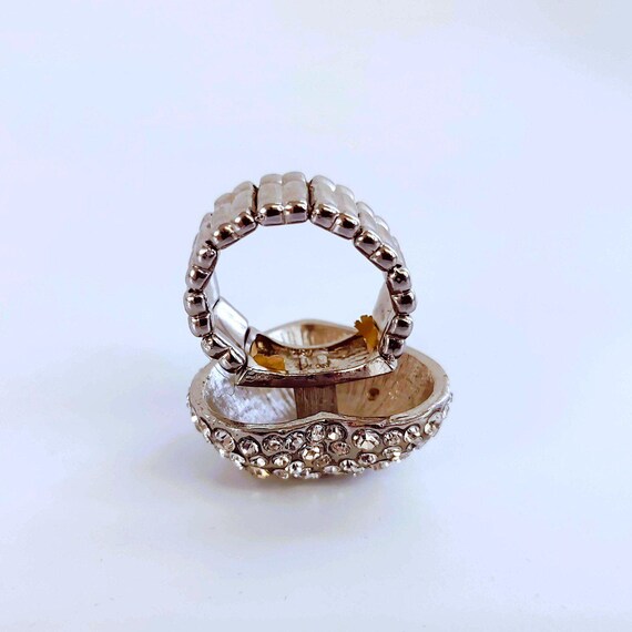 Chunky Rhinestone Silver Heart Statement Adjustab… - image 5
