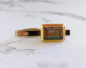 Vintage 1950s Reverse Intaglio Marlin Tie Clip