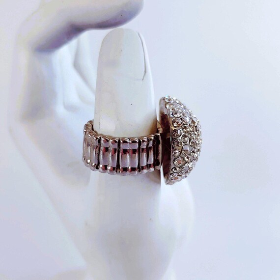 Chunky Rhinestone Silver Heart Statement Adjustab… - image 2