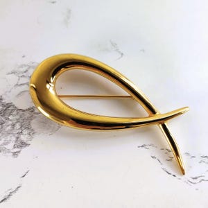 Vintage 1960s Gold Tone Abstract Brooch