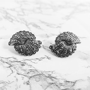 Vintage Art Deco Markasiten Ohrclips aus Silber