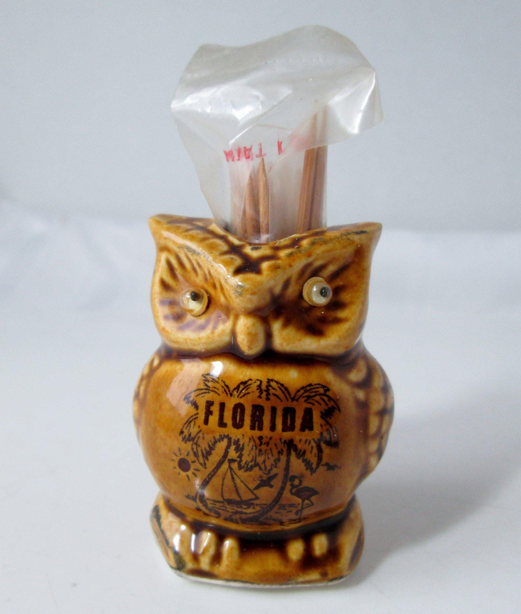 Vintage Owl Toothpick Holder Florida Souvenir