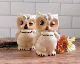 Vintage Shawnee Pottery Winking Owl Salt & Pepper Shakers (Blanco)