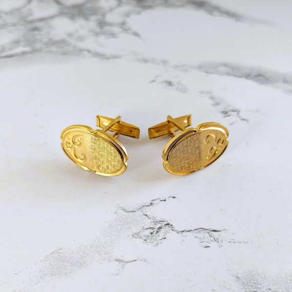 Boutons De Manchette Vintage Dorés – Occasion – Couleur Or