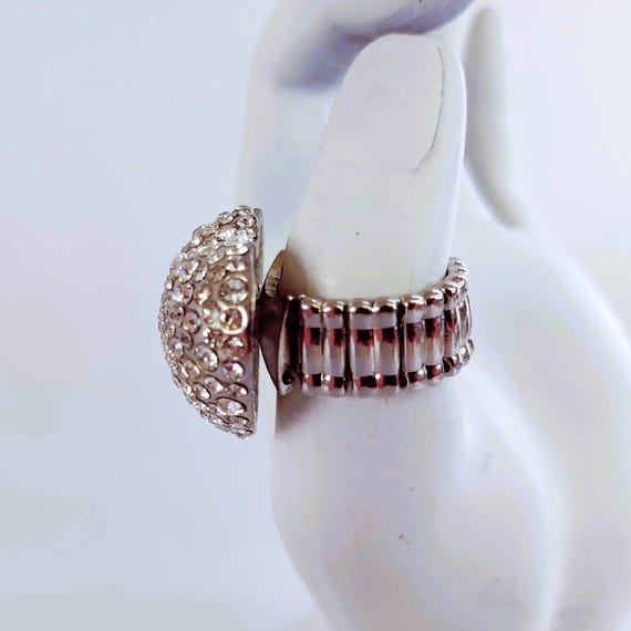 Chunky Rhinestone Silver Heart Statement Adjustab… - image 3