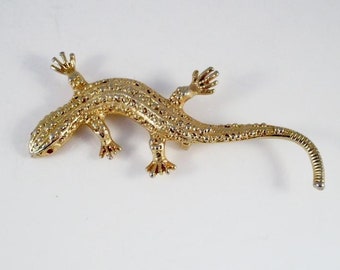 Vintage Lizard Brooch Golden