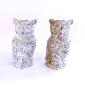 Vintage Silver Owl Plastic Salt and Pepper Shakers