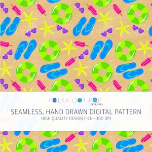 Sommer Digitales Papier, Strand Digitales Papier, Flip Flop Digitales Papier, Strand Hintergrund, Stern Fisch Muster, Herz Sonnenbrille Muster