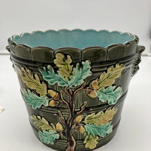 Art Nouveau Vase Cache Pot Barbotine Ceramic Gustave De Bruyn Lille