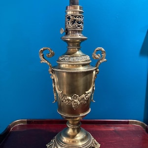 Antique Exquisite Ornate Victorian Bronze Oil Lamp 1900&#39;s