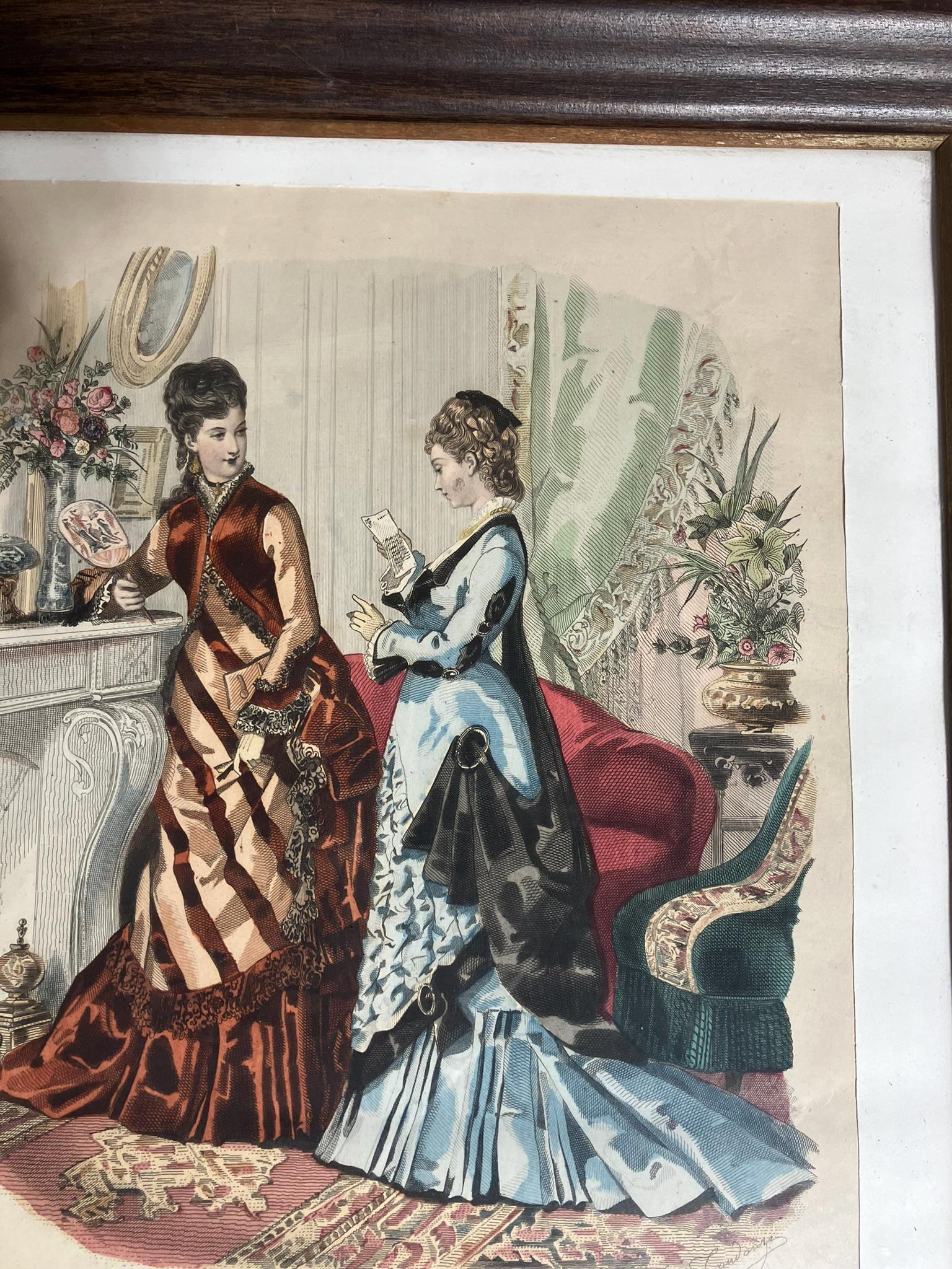 Antique La Mode Illustrée Fashion Plate – Framed Paris Print 15x18