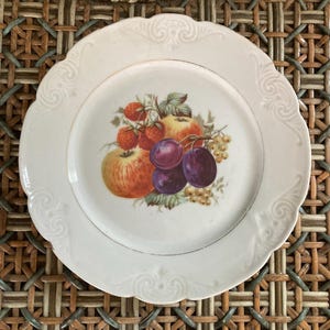 Set of 4 Vintage Fruit Porcelain Dessert Plate 8&quot;