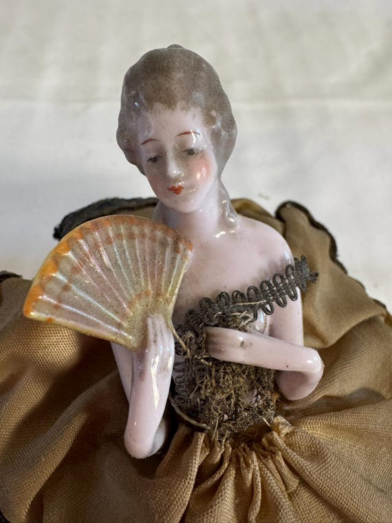 Antique Folding Metal Doll Bed - Brass Frame with Coil Springs