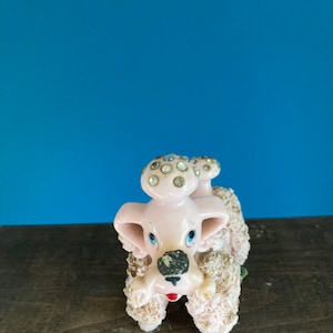 Vintage 50’s Lefton White Spaghetti Poodle with gold Collar