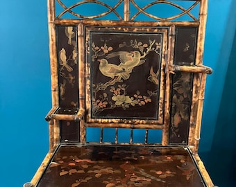 Victorian Bamboo Writing Desk – Japanned Lacquer Bonheur du Jour Hall Stand