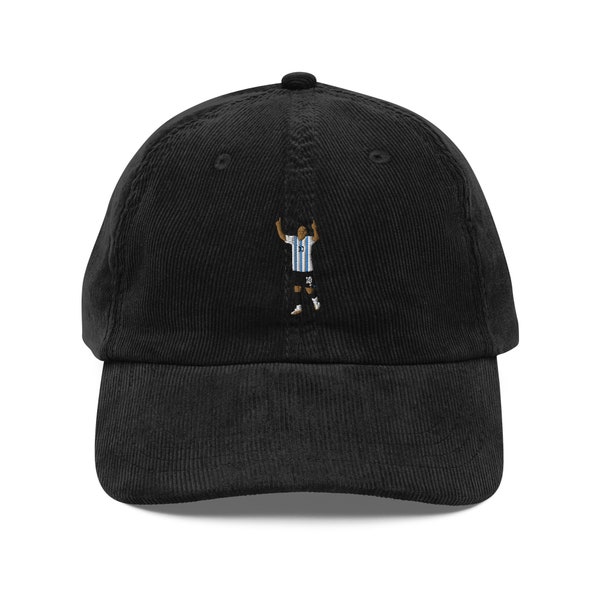 Cappello da papà per la celebrazione di Messi - Cappello da calcio in velluto a coste vintage Lionel Messi Argentina #10 Icon Cap