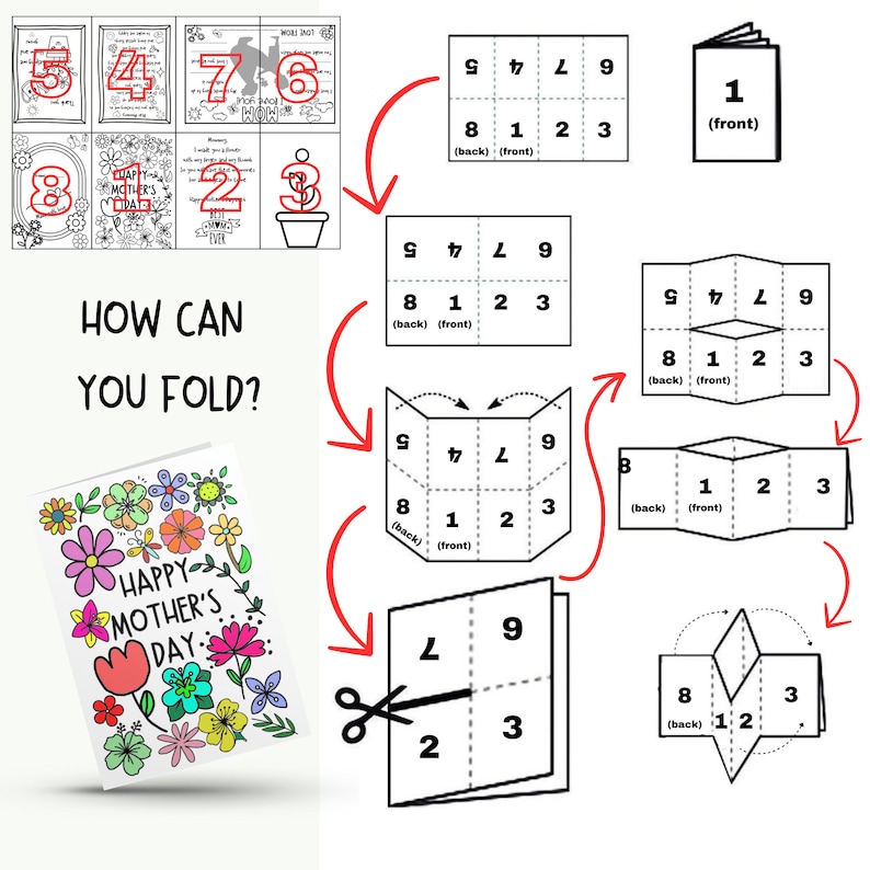Mother's Day Mini Foldable Book for Kids, Coloring Pages and Handprint ...