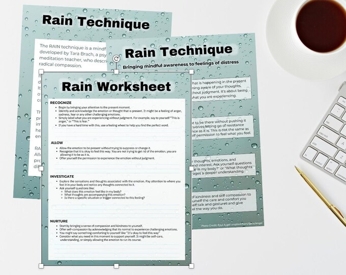 Rewind Technique Worksheet.pdf Rain Technique Worksheets - Instant Download Quality Printable - for ...