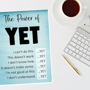 The Power of Yet Poster - Growth Mindset Encouragement