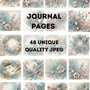 48 hermosas imágenes JPEG de inspiración vintage / Paquete de efímeras para diarios basura / Papel imprimible para scrapbooking / Arte de collage, técnica mixta, decoupage