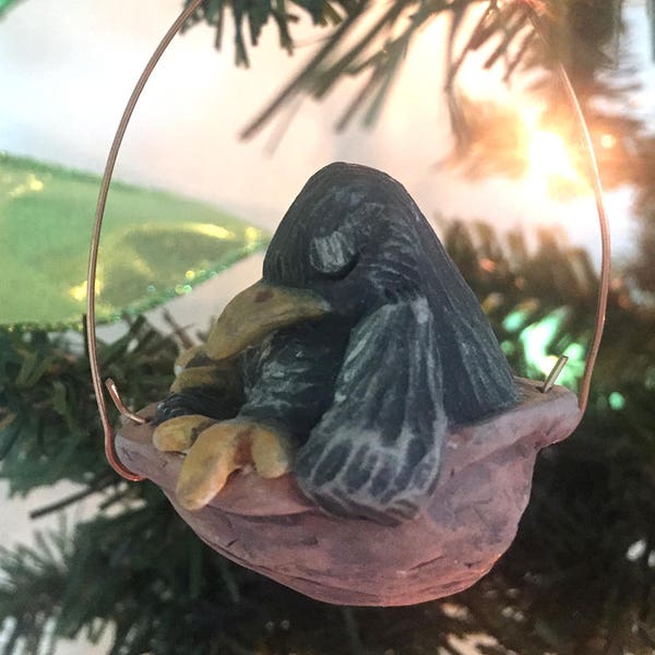 Sleeping Baby Crow Ornament