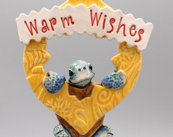 Handmade ceramic sea turtle ornament