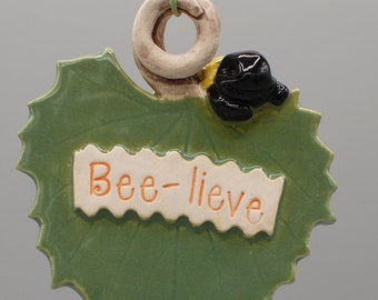 handmade ceramic bee ornament