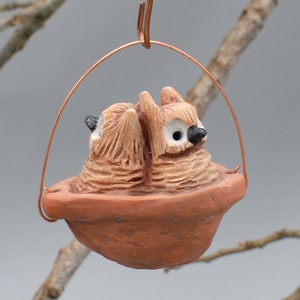 sleeping baby screech owls ornament