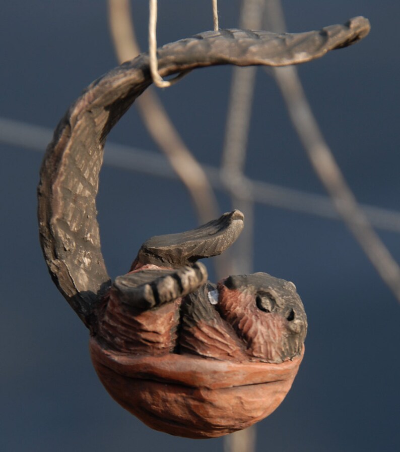 Sleeping Beaver Walnut Ornament image 3