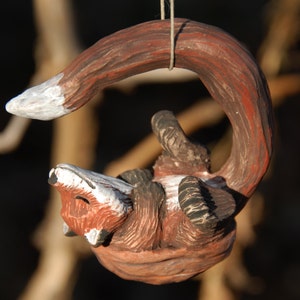 Sleeping Fox Walnut Ornament