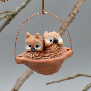 sleeping baby screech owls ornament