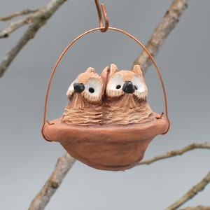 sleeping baby screech owls ornament
