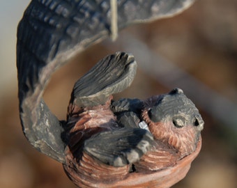 Sleeping Beaver Walnut Ornament