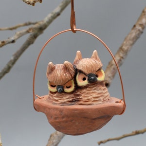 sleeping baby great horned owls ornament