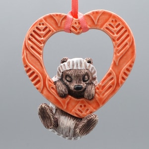handmade ceramic heart hedgehog ornament
