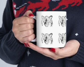 Tiger Gesicht Becher, Tierdruck Becher, Geschenk für sie, Geschenk für ihn, Keramikbecher